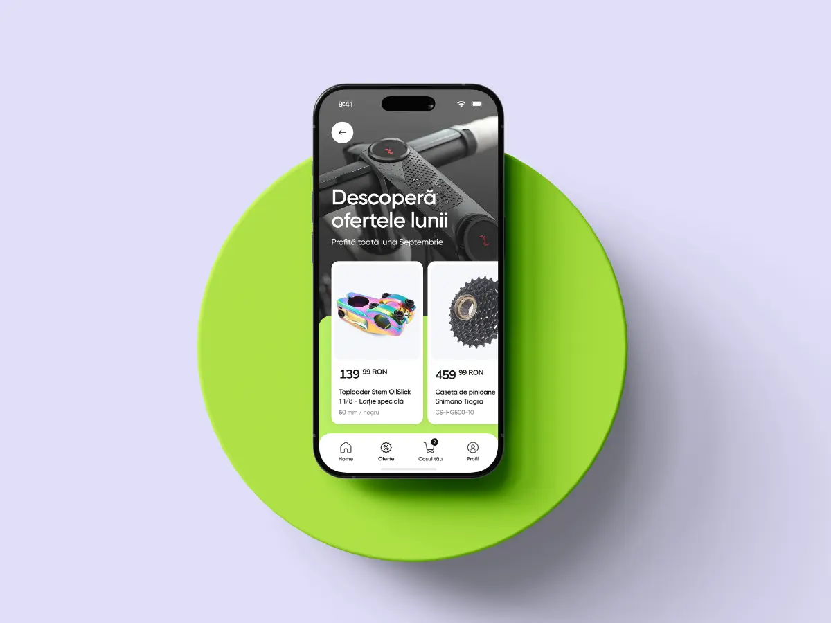 e-bike app design mockup